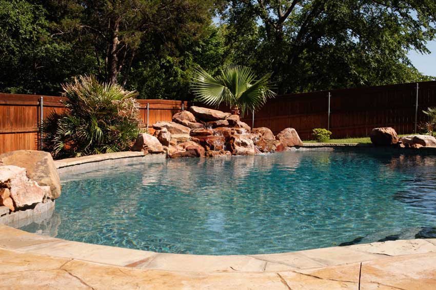 pool with large accent rocks