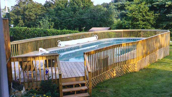 Above Ground Pool with wooden Deck